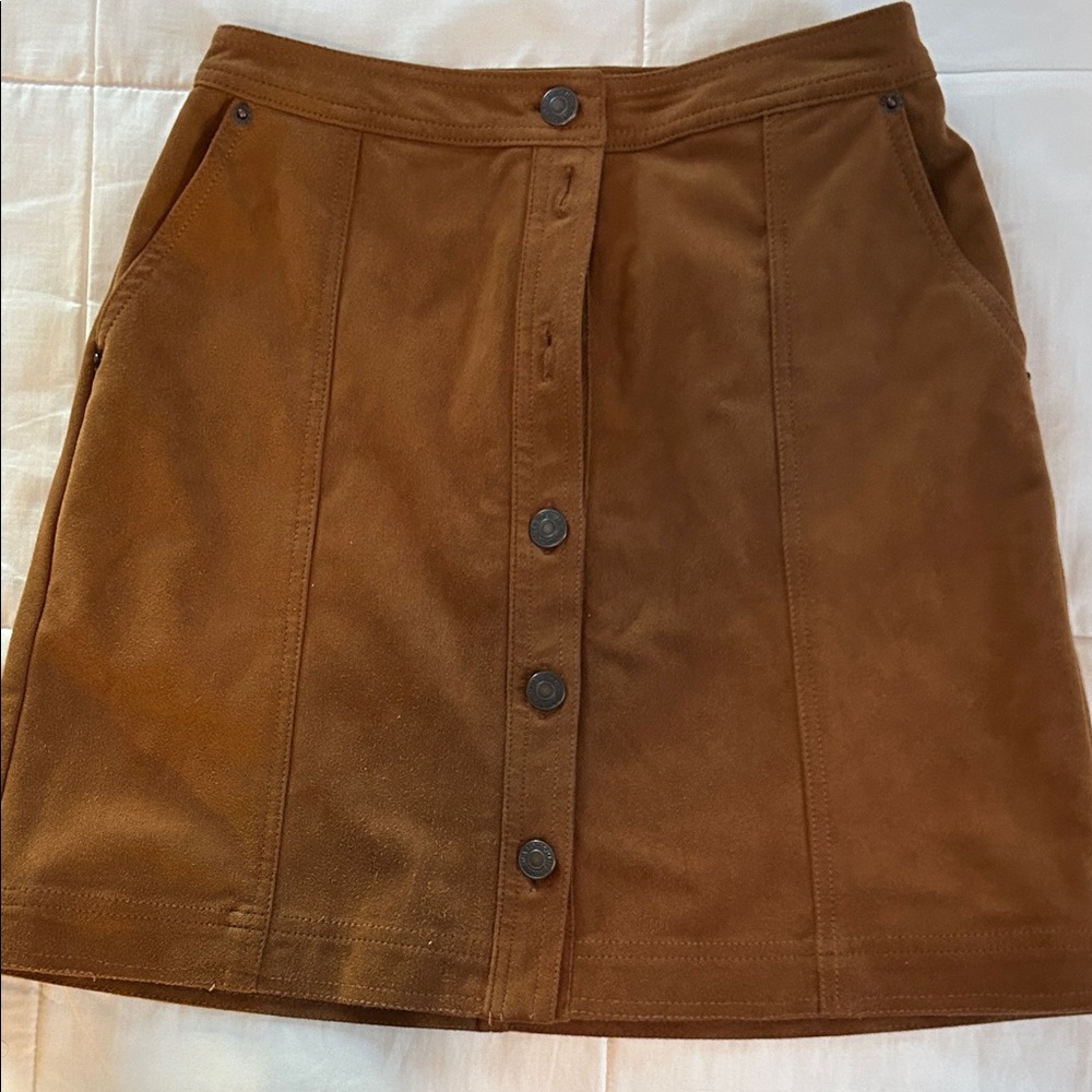 Abercrombie & Fitch Tan Button-Front Mini Skirt